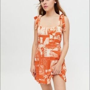 Urban Outfitters Jolene Linen Tie-Shoulder Mini Dress